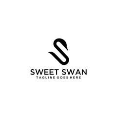 Creative simple modern swan clean logo design template