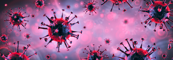 Coronavirus - Covid-19 With Pink Spots On The Background - Virology Concept - 3d Rendering