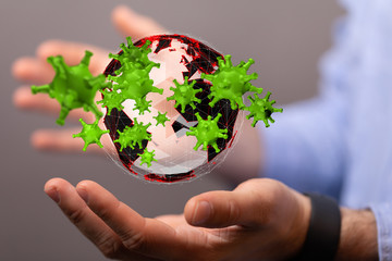 COVID-19 Business Finance Crisis Concept. Coronavirus Danger Pandemic. Global stress of world .