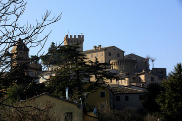 Obraz premium Offagna (AN), Italy - January 1, 2019: Offagna village, Ancona, Marche, Italy