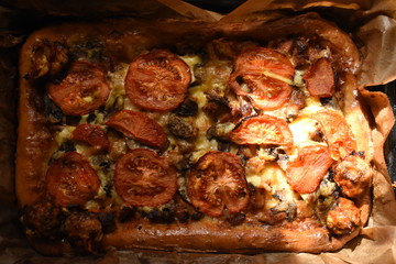 pizza with mushrooms and cheese