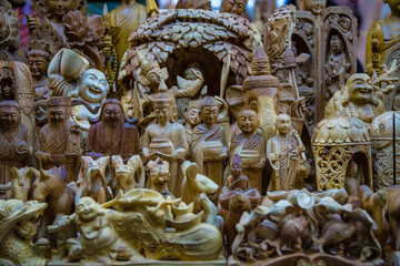 Fototapeta premium Wood carving Buddha