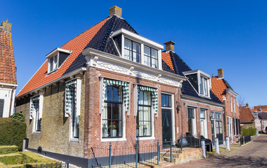 Traditional old houses in Frisian village Makkum, Netherlands