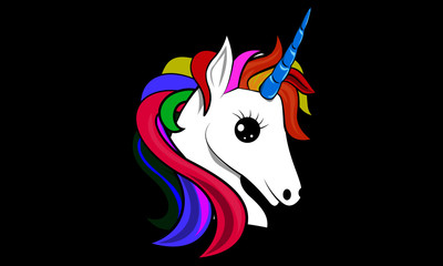 Magical Unicorn Rainbow Colors Vector Drawing