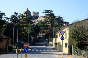 Offagna (AN), Italy - January 1, 2019: Offagna village, Ancona, Marche, Italy