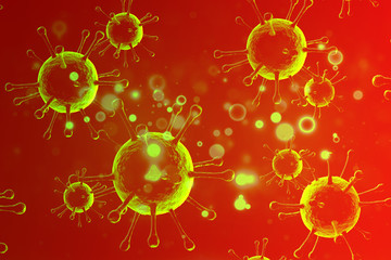 abstract red background on ncov-19 virus effect. 3d rendering.