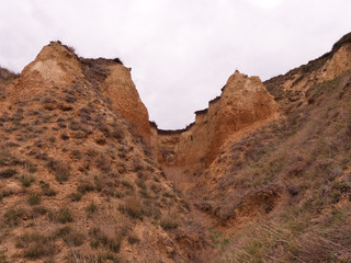 Early spring. Empty landscape, no plants and birds. Ukraine in March (sea coast).