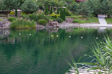 Fototapeta na wymiar background natural mountain pool lake