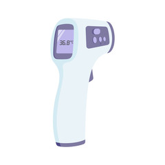 vector cartoon electronic thermometer, non-contact infrared thermograph / body temperature safety, epidemic prevention concept / isolated, sign and icon template