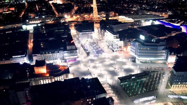 Night city with a drone