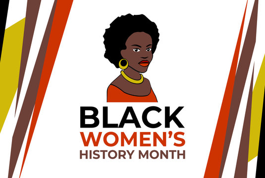 Black women's history month. Vector banner, llustration for social media, card, poster. Portret of Pretty African-American woman. April is International Black Women's History Month.