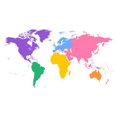 Fototapeta na wymiar Color world map on white background. Vector illustration