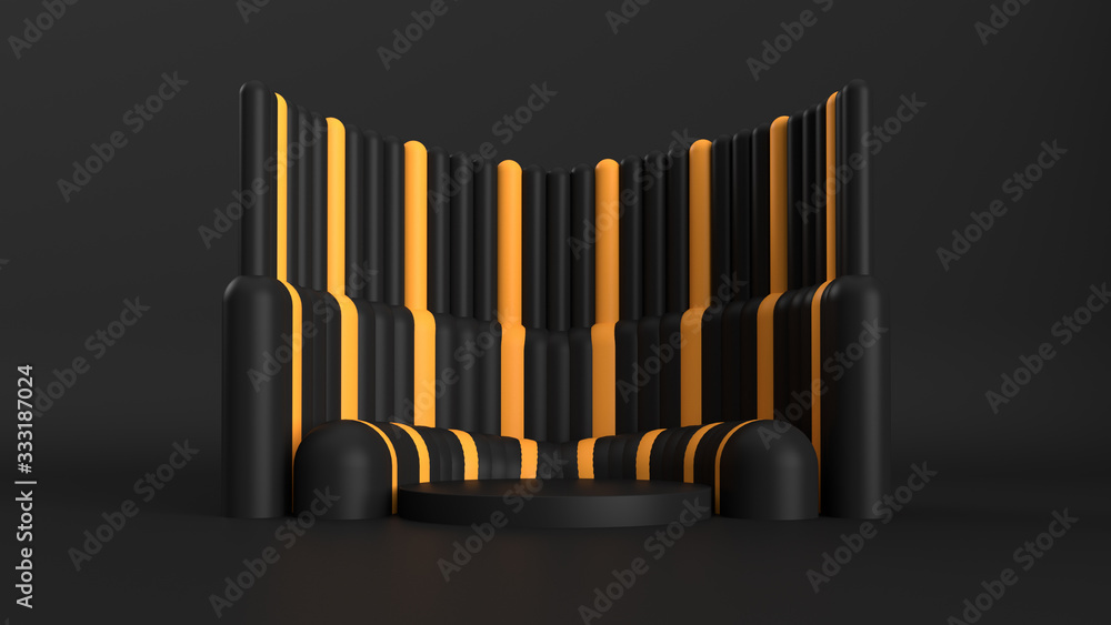 Poster 3d abstract background with pedestal. simple shapes, smooth light, soft shadows. roughness materials