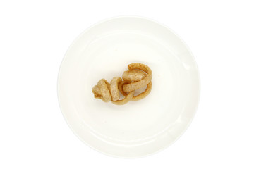 The Pork Snack on White Background. isolated on The White Background with Clipping Path.