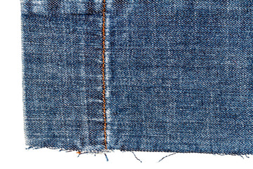 Piece of dark blue jeans fabric