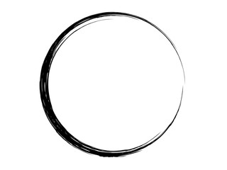 Grunge circle made of black paint.Grunge black oval shape made for marking.