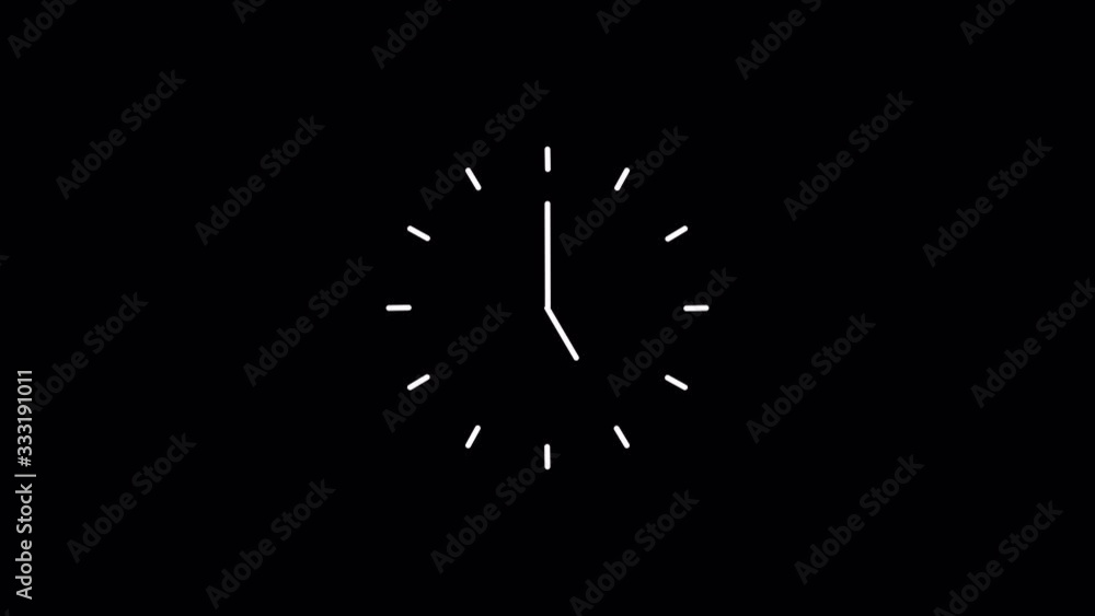 Poster clock icon with hour and minute hand animation with alpha channel