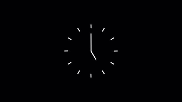Clock icon with hour and minute hand animation with alpha channel