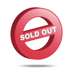 sold out banner . 3D vector illustration .