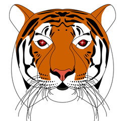 tiger head with stones instead of eyes