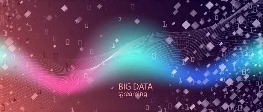 Big Data Stream Vector Landing Page. Tech Neon Grunge Minimal Layout. Matrix Flying Binary Code. Punk Equalizer Slide. Purple 