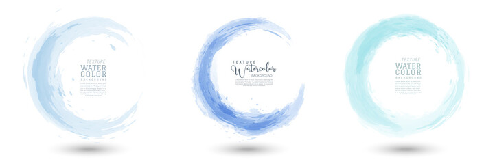 Circle splash with pastel blue watercolor set