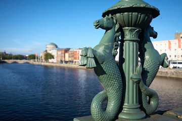 Obraz premium A view along the quays in Dublin City, Ireland