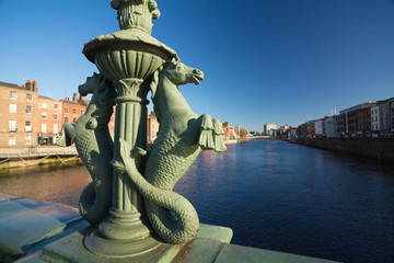 A view along the quays in Dublin City, Ireland