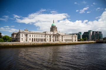 Fototapeta premium A view along the quays in Dublin City, Ireland
