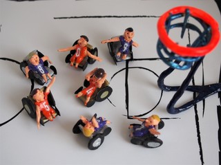 Wheelchair basketball game ① Landscape photo of miniature figurine.
