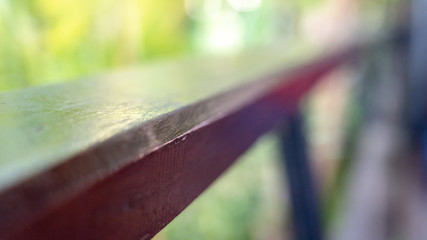 wooden desk with specific focus