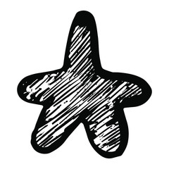 Obraz premium Hand-drawn star on a white background. Sea cute creature. Rounded ends star with pencil texture in vector format. Illustration for logo, wrapper, label, print and design.