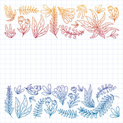 Hand vector drawn floral, leaves elements. Pattern for logo, greeting card, wedding design.