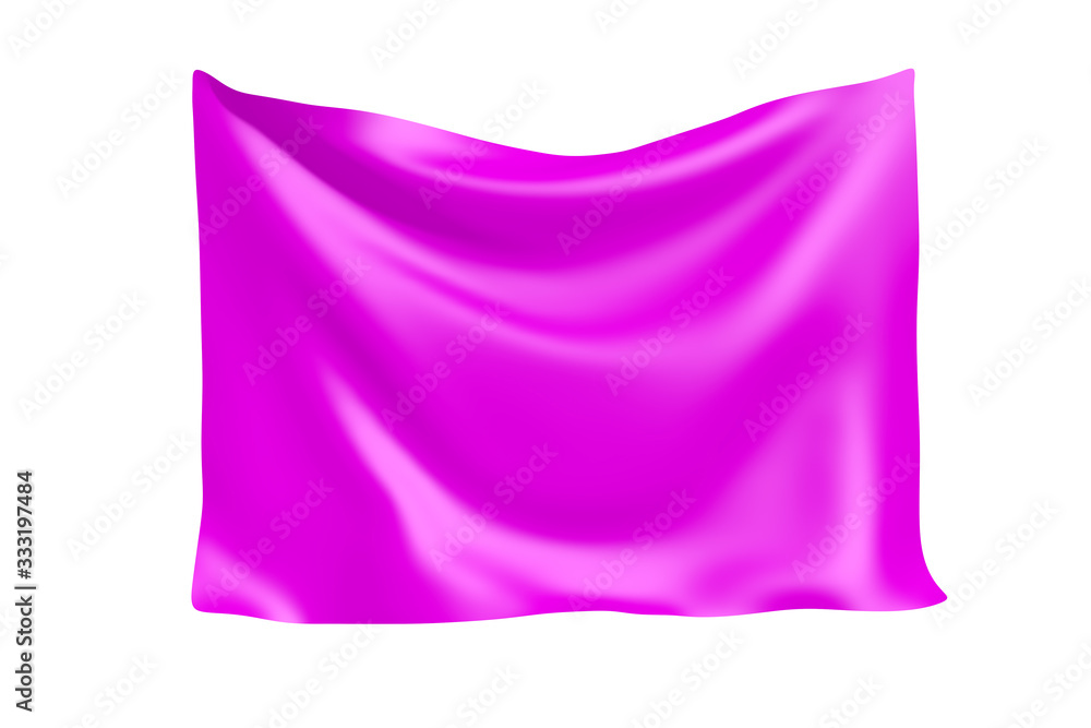 Aufkleber textile fabric banner. hanging pink rose cloth banner with blank space for your design. 3d rendering