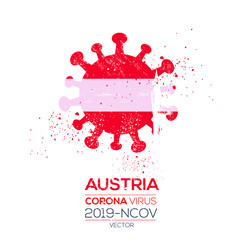  Austria flag with corona virus Symbol, (2019-nCoV), vector illustration.