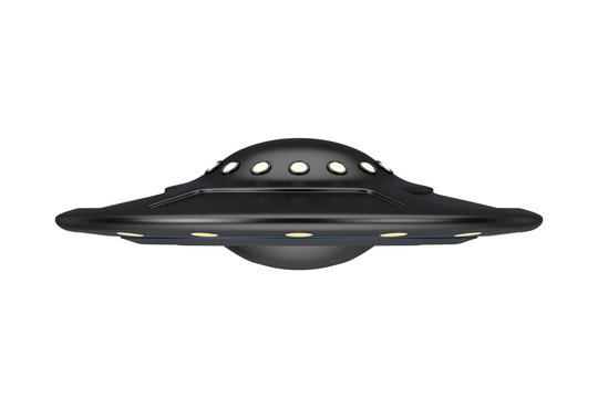 UFO Concept. Alien Spaceship or Flying Saucer . 3d Rendering