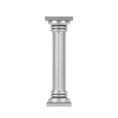 Silver Classic Greek Column Pedestal. 3d Rendering
