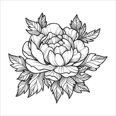 Hand drawing flower for greeting card, invitation, Henna drawing and tattoo template. Vector illustration