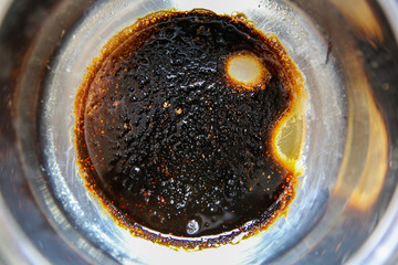 Burned out bottom of saucepan