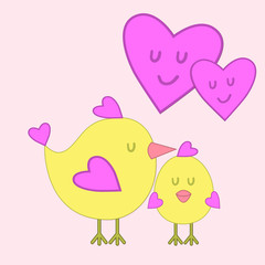 Obraz na płótnie Canvas mom and son love bird heart cute