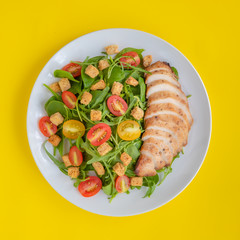 Top view shot of chicken salad