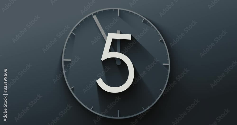 Poster countdown. minimalist ten second countdown with a large clock face. digital animation.