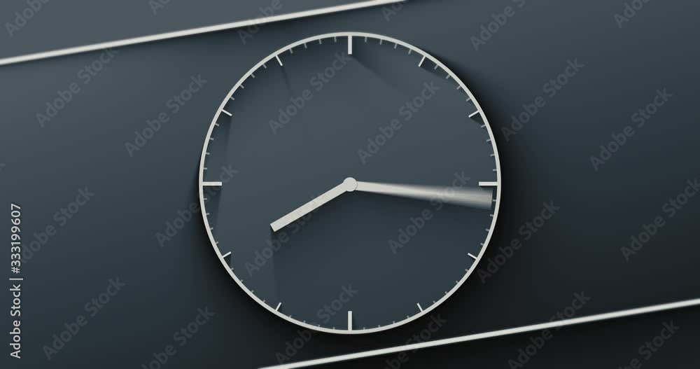 Poster fast running clock animation. pointer of a large clock are spinning round. time flies.