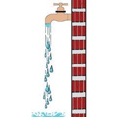 Vector illustration of water tap dripping with water drop and splash ,save water 
