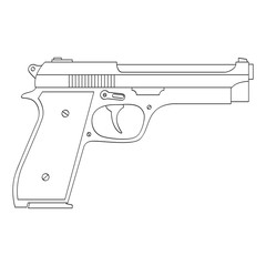 Vector monochrome icon with Pistol