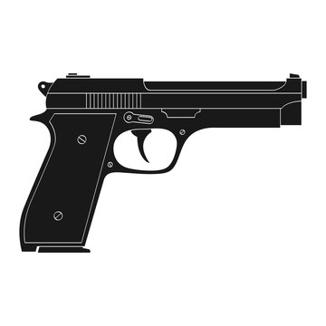 Vector monochrome icon with Pistol