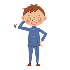 照れる学生服姿の男子中学生・高校生
