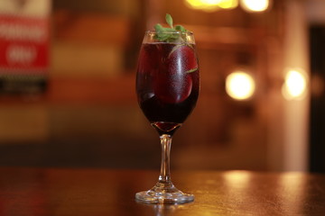 Drinks in a bar at night in Santiago de chile