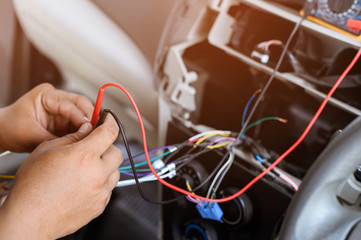 Use a current meter in the car.