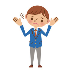 困っているブレザー姿の男子中学生・高校生